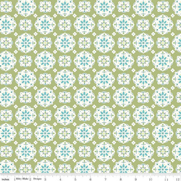 Bee Vintage Sarah Jane C13072 Lettuce - Riley Blake Designs - Floral Medallions Flowers - Lori Holt - Quilting Cotton Fabric