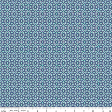 SALE Bee Vintage Tola C13077 Denim - Riley Blake Designs - Geometric Rectangles Xs - Lori Holt - Quilting Cotton Fabric