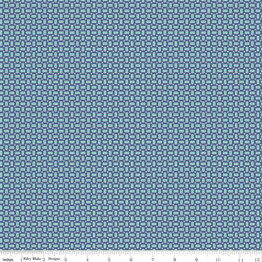 Bee Vintage Tola C13077 Denim - Riley Blake Designs - Geometric Rectangles Xs - Lori Holt - Quilting Cotton Fabric