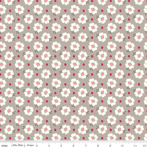 SALE Bee Vintage Isabelle C13083 Pewter by Riley Blake Designs - Floral Flowers - Lori Holt - Quilting Cotton Fabric
