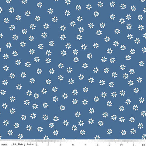 SALE Bee Vintage Lula C13085 Denim by Riley Blake Designs - Floral Flower Daisies Daisy - Lori Holt - Quilting Cotton Fabric