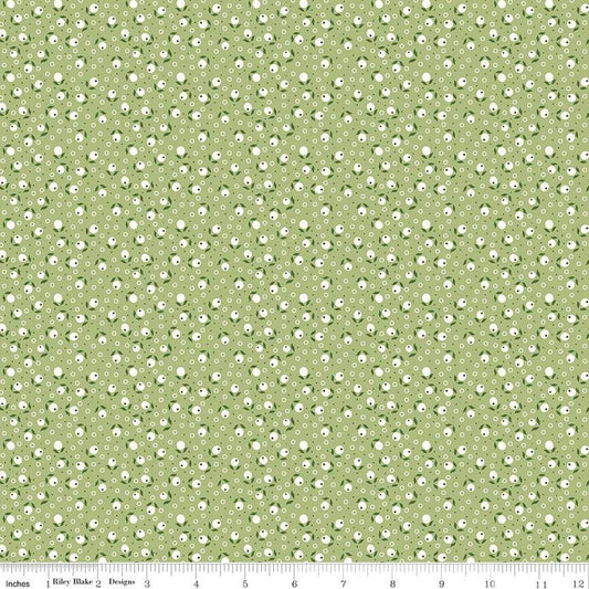 DEAL Bee Vintage Suzanne C13086 Lettuce - Riley Blake Designs - Berries Leaves Circles - Lori Holt - Quilting Cotton Fabric