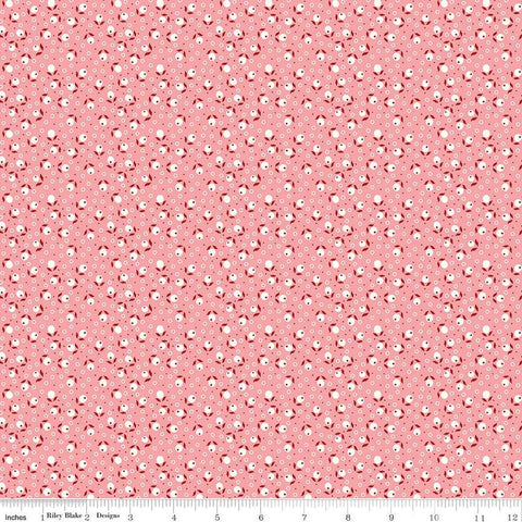 SALE Bee Vintage Suzanne C13086 Coral by Riley Blake Designs - Berries Leaves Circles - Lori Holt - Quilting Cotton Fabric