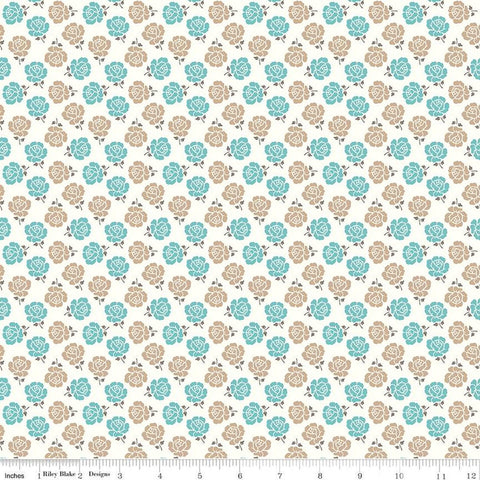 CLEARANCE Bee Vintage Sylvia C13090 Cloud by Riley Blake Designs - Floral Flowers Roses - Lori Holt - Quilting Cotton Fabric