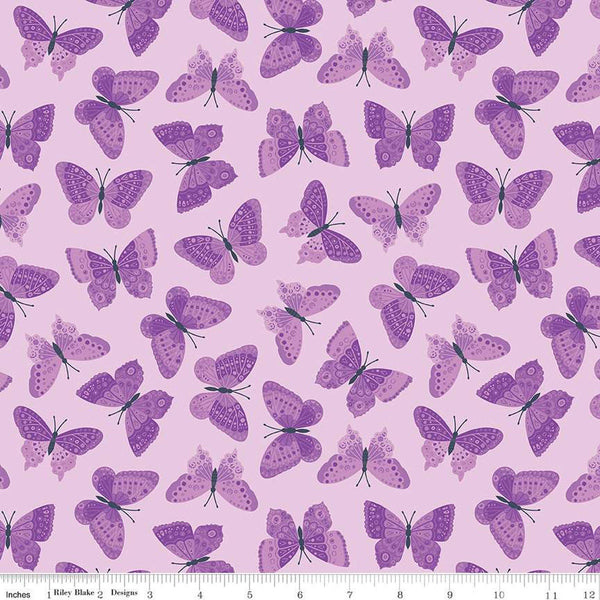 Strength in Lavender Butterflies C13223 Lavender by Riley Blake Designs - Cancer Awareness - Quilting Cotton Fabric