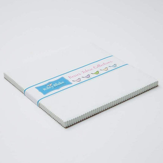 Confetti Cottons Riley White Layer Cake 10" Stacker Bundle - Riley Blake - 42-Piece Precut  - Solid - Quilting Cotton Fabric