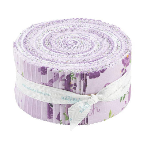 SALE Strength in Lavender 2.5 Inch Rolie Polie Jelly Roll 40 pieces - Riley Blake Designs - Precut Pre cut Bundle - Cancer - Cotton Fabric