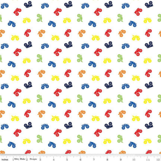 Hot Wheels Monster Trucks Silhouette C12953 Multi - Riley Blake Designs - Trucks Truck - Quilting Cotton Fabric -  LIcensed Product