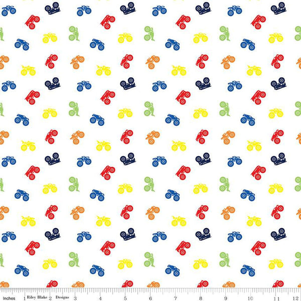 Hot Wheels Monster Trucks Silhouette C12953 Multi - Riley Blake Designs - Trucks Truck - Quilting Cotton Fabric -  LIcensed Product