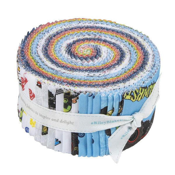 Hot Wheels Monster Trucks 2.5 Inch Rolie Polie Jelly Roll 40 pieces - Riley Blake - Precut - Quilting Cotton Fabric -  LIcensed Product