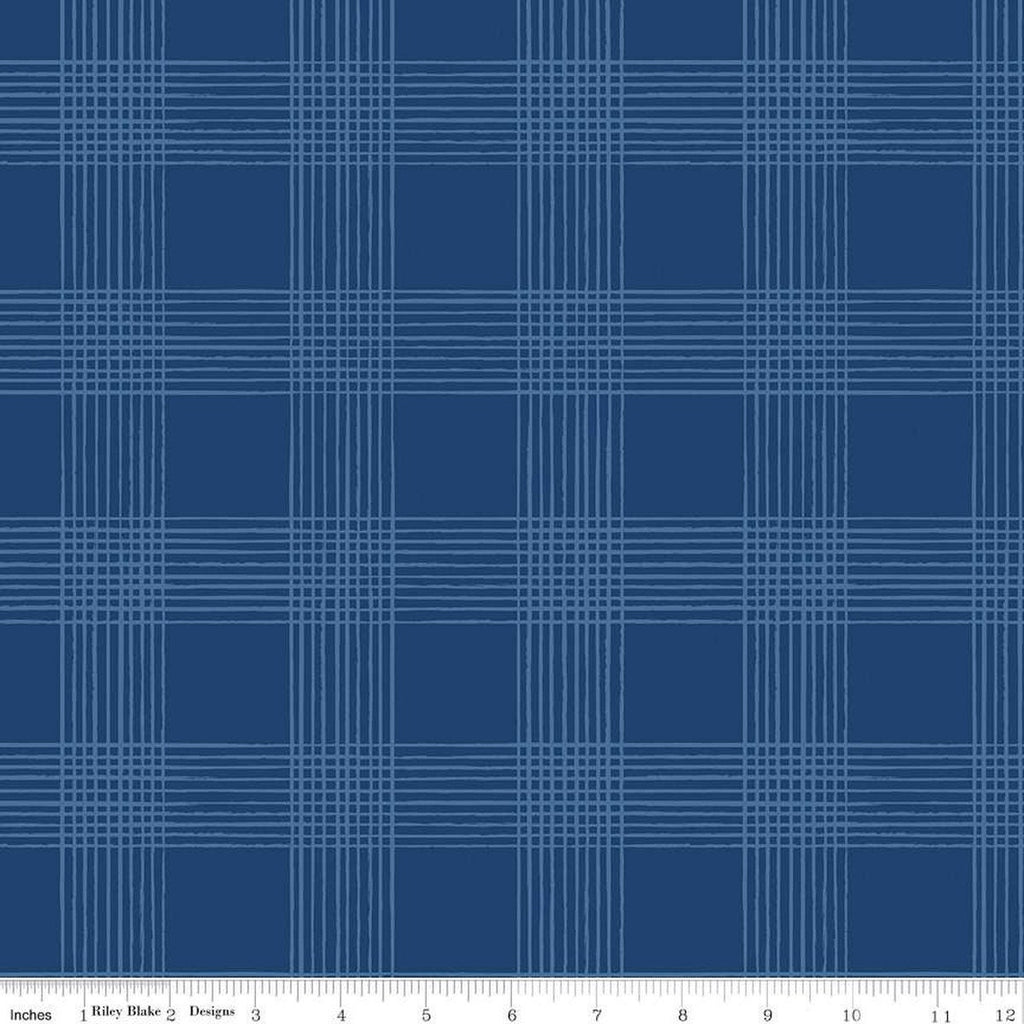 33" End of Bolt Piece - Land of the Brave Plaid C13143 Navy by Riley Blake Designs - Patriotic Independence Day - Quilting Cotton Fabric