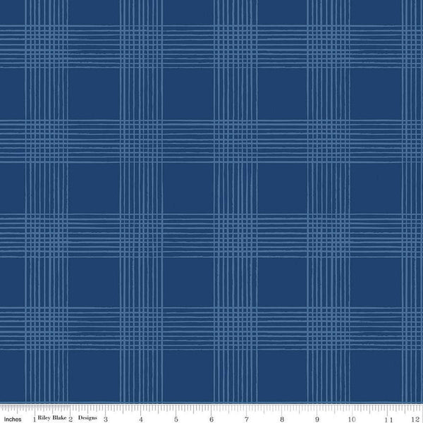 33" End of Bolt Piece - SALE Land of the Brave Plaid C13143 Navy by Riley Blake Designs - Patriotic Independence - Quilting Cotton Fabric