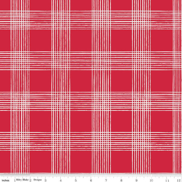 Land of the Brave Plaid C13143 Red by Riley Blake Designs - Patriotic Independence Day Red/Cream - Quilting Cotton Fabric