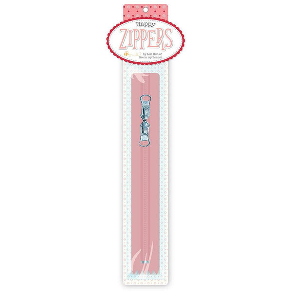 SALE Lori Holt 16" Happy Zipper ST-30017 Coral - Riley Blake Designs - Individually Packaged with Two Zipper Pulls