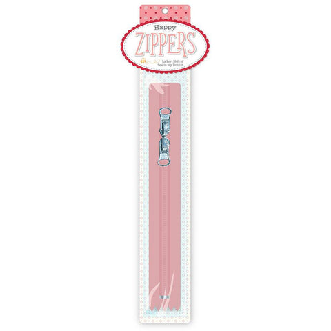 SALE Lori Holt 16" Happy Zipper ST-30017 Coral - Riley Blake Designs - Individually Packaged with Two Zipper Pulls