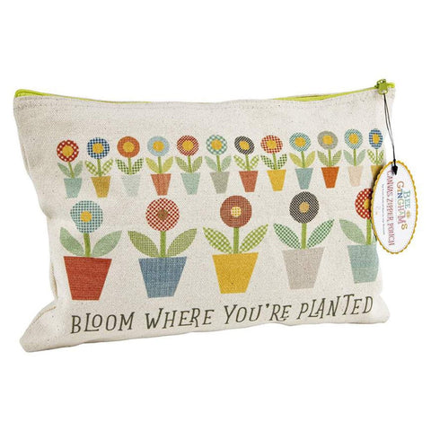 SALE Gingham Garden Large CANVAS Zipper Pouch ST-27266 by Lori Holt - Riley Blake Designs - Flowers Bloom Where You're Planted