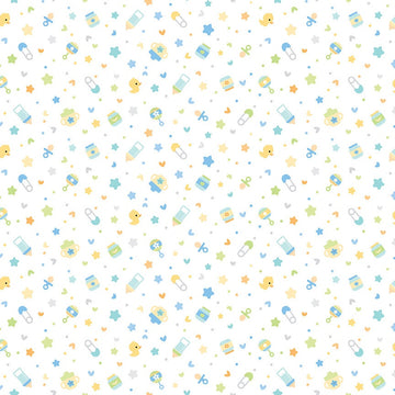 FLANNEL Baby Boy Binkies and Bottles F13332 White - Riley Blake Designs - Children's Stars Safety Pins - FLANNEL Cotton Fabric