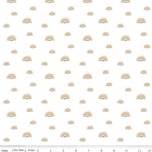 FLANNEL Make a Pretty Life Rainbows F13337 White - Riley Blake Designs - FLANNEL Cotton Fabric