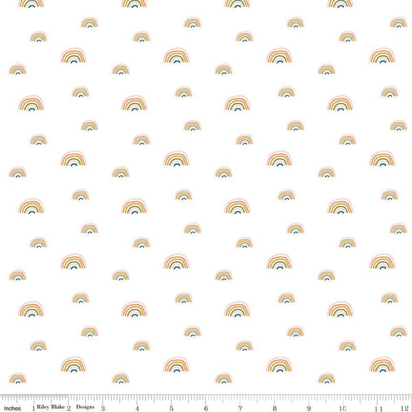 SALE FLANNEL Make a Pretty Life Rainbows F13337 White - Riley Blake Designs - FLANNEL Cotton Fabric