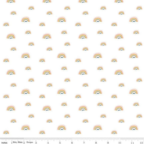 SALE FLANNEL Make a Pretty Life Rainbows F13337 White - Riley Blake Designs - FLANNEL Cotton Fabric