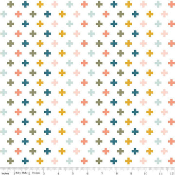 FLANNEL Make a Pretty Life Plus F13338 White - Riley Blake Designs - Geometric Plus Signs - FLANNEL Cotton Fabric