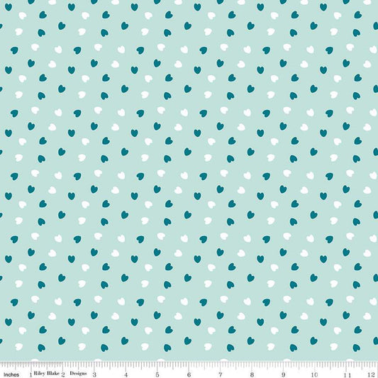 FLANNEL Make a Pretty Life Hearts F13339 Mint - Riley Blake Designs - FLANNEL Cotton Fabric