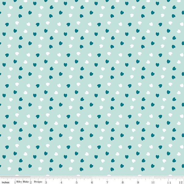 FLANNEL Make a Pretty Life Hearts F13339 Mint - Riley Blake Designs - FLANNEL Cotton Fabric