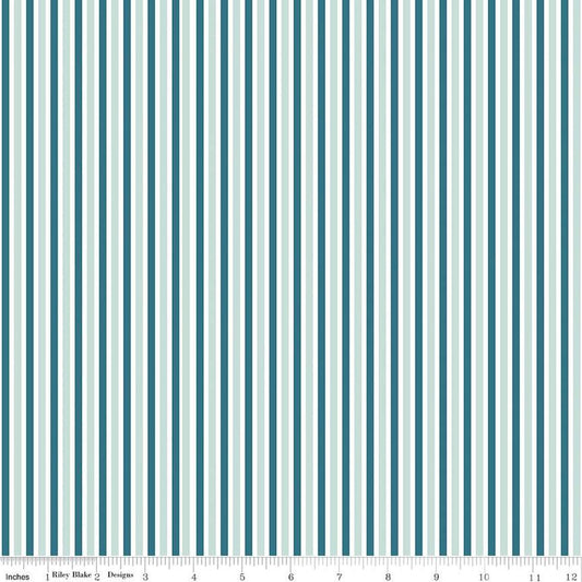 SALE FLANNEL Make a Pretty Life Stripes F13340 Teal - Riley Blake Designs - Multi-Colored White Stripe Striped FLANNEL Cotton Fabric