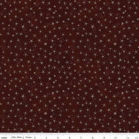 Bright Stars Stars C13106 Burgundy - Riley Blake Designs - Patriotic Folk Art - Quilting Cotton Fabric