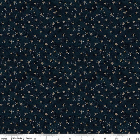 Bright Stars Stars C13106 Navy - Riley Blake Designs - Patriotic Folk Art - Quilting Cotton Fabric