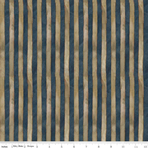 SALE Bright Stars Stripes C13107 Blue - Riley Blake Designs - Patriotic Folk Art Stripe Striped - Quilting Cotton Fabric