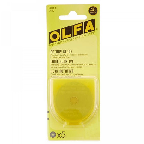SALE Olfa Rotary Blades N004-RB45-5 - Package of 5 - Fits all Olfa 45 mm Rotary Cutters - Tungsten Tool Steel - 5-Pack