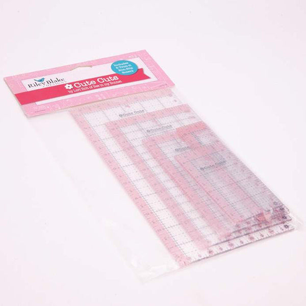 Lori Holt Cute Cuts Rectangle Ruler Set STRU-6020 - Riley Blake Designs - Set of 5 Plastic Non-Slip Various Sizes