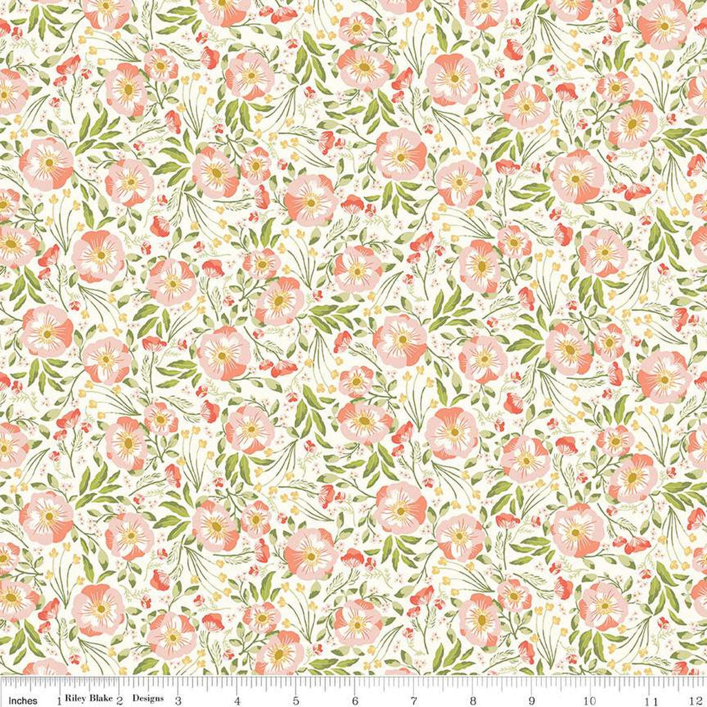 Honeycomb Hill Sweet Garden C13121 Cream - Riley Blake Designs - Floral Flowers - Quilting Cotton Fabric