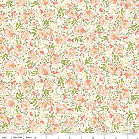 SALE Honeycomb Hill Sweet Garden C13121 Cream - Riley Blake Designs - Floral Flowers - Quilting Cotton Fabric