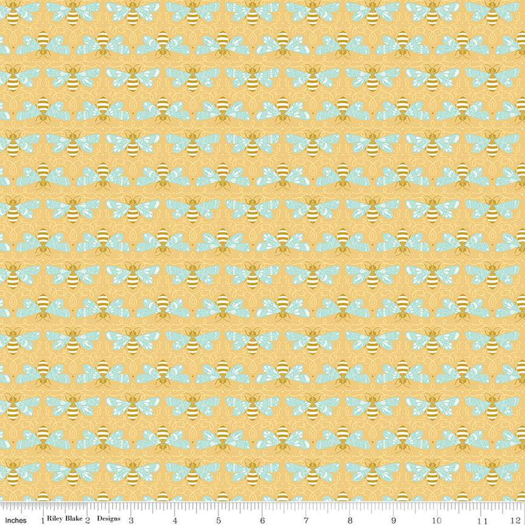 CLEARANCE Honeycomb Hill Winged C13122 Honey - Riley Blake  - Bees - Quilting Cotton