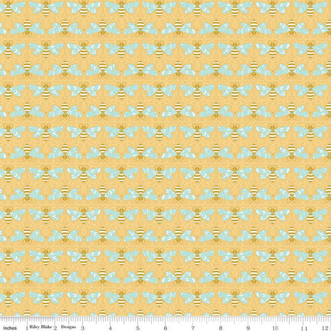 CLEARANCE Honeycomb Hill Winged C13122 Honey - Riley Blake  - Bees - Quilting Cotton