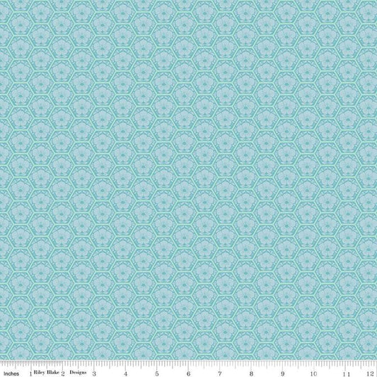 CLEARANCE Honeycomb Hill Honeycomb C13124 Songbird - Riley Blake Designs - Floral Flowers Hexagons - Quilting Cotton Fabric