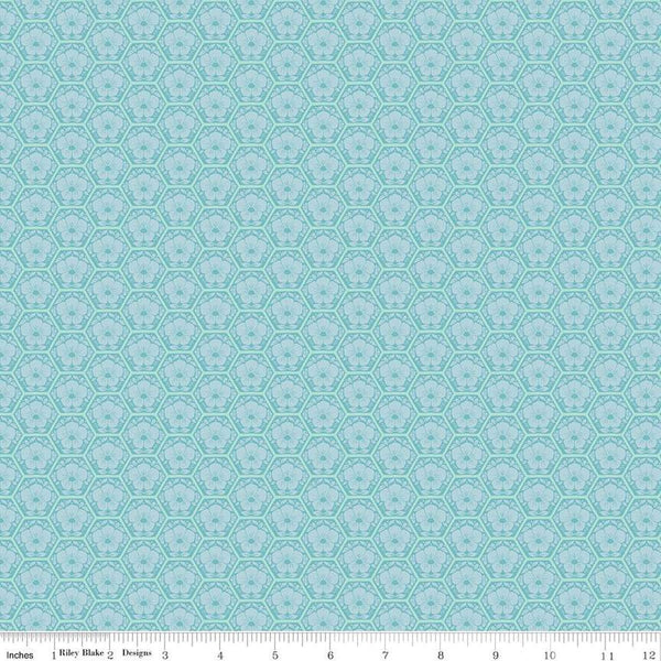 SALE Honeycomb Hill Honeycomb C13124 Songbird - Riley Blake Designs - Floral Flowers Hexagons - Quilting Cotton Fabric