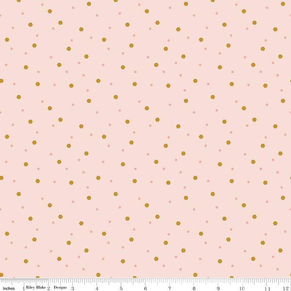 CLEARANCE Honeycomb Hill Mini Hexies C13125 Blush - Riley Blake Designs - Scattered Hexagons - Quilting Cotton Fabric