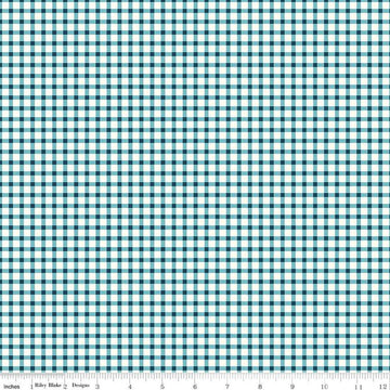 CLEARANCE Honeycomb Hill PRINTED Gingham C13126 Blue - Riley Blake Designs - Blue Cream - Quilting Cotton Fabric
