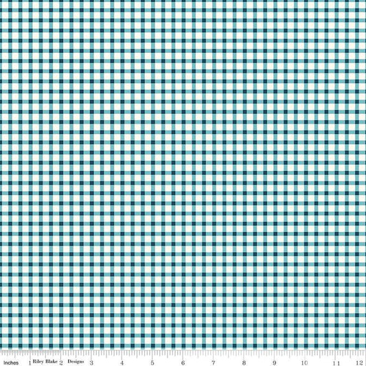 CLEARANCE Honeycomb Hill PRINTED Gingham C13126 Blue - Riley Blake Designs - Blue Cream - Quilting Cotton Fabric