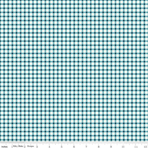 SALE Honeycomb Hill PRINTED Gingham C13126 Blue - Riley Blake Designs - Blue Cream - Quilting Cotton Fabric