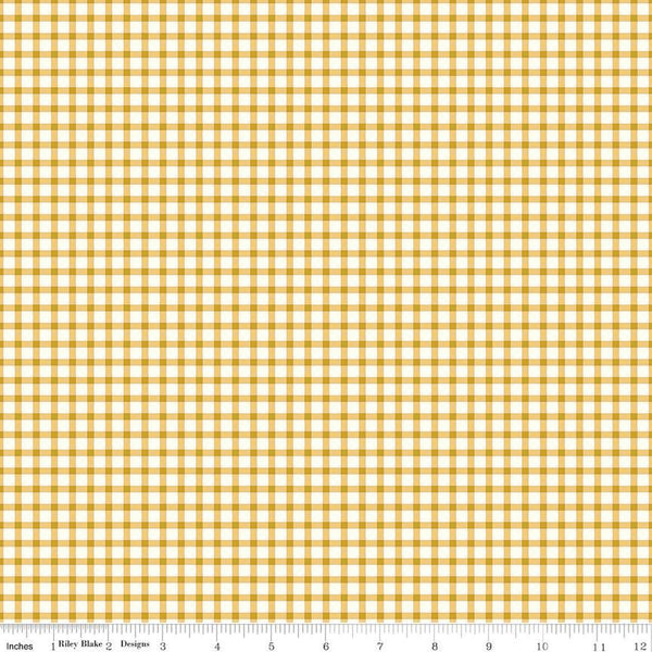 31" End of Bolt - SALE Honeycomb Hill PRINTED Gingham C13126 Honey - Riley Blake Designs - Gold Cream - Quilting Cotton Fabric