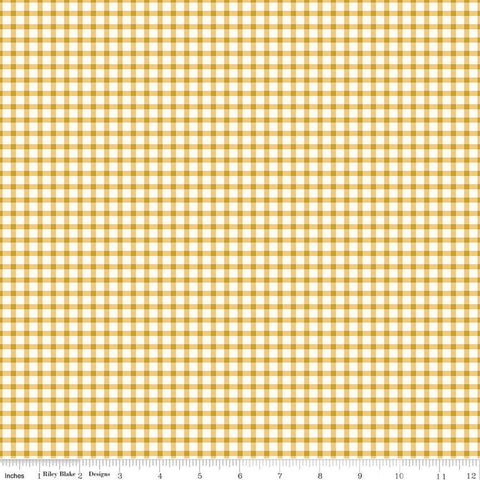 31" End of Bolt - SALE Honeycomb Hill PRINTED Gingham C13126 Honey - Riley Blake Designs - Gold Cream - Quilting Cotton Fabric