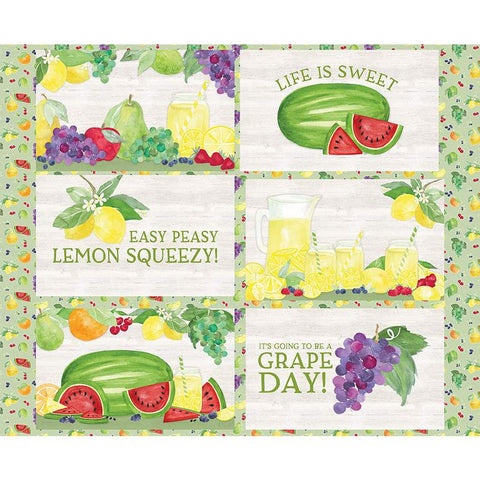 Monthly Placemats August Placemat Panel PD12414 by Riley Blake Designs - DIGITALLY PRINTED Fruits Text - Quilting Cotton Fabric