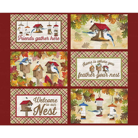 Monthly Placemats September Placemat Panel PD12416 by Riley Blake Designs - DIGITALLY PRINTED Birds Text - Quilting Cotton Fabric
