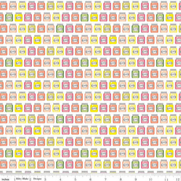 CLEARANCE Orchard Jam Jars C13153 Multi - Riley Blake Designs - White - Quilting Cotton Fabric
