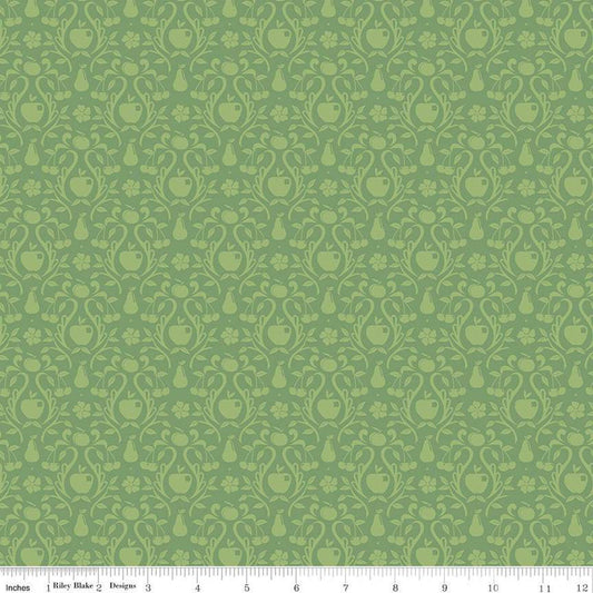 SALE 28" End of Bolt - Orchard Damask C13154 Leaf - Riley Blake Designs - Fruit - Quilting Cotton Fabric