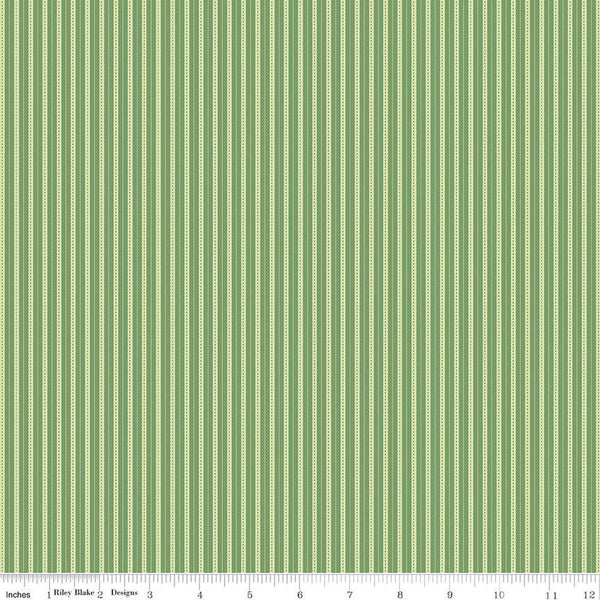 Orchard Stripes C13157 Leaf - Riley Blake Designs - Green Stripe Striped - Quilting Cotton Fabric